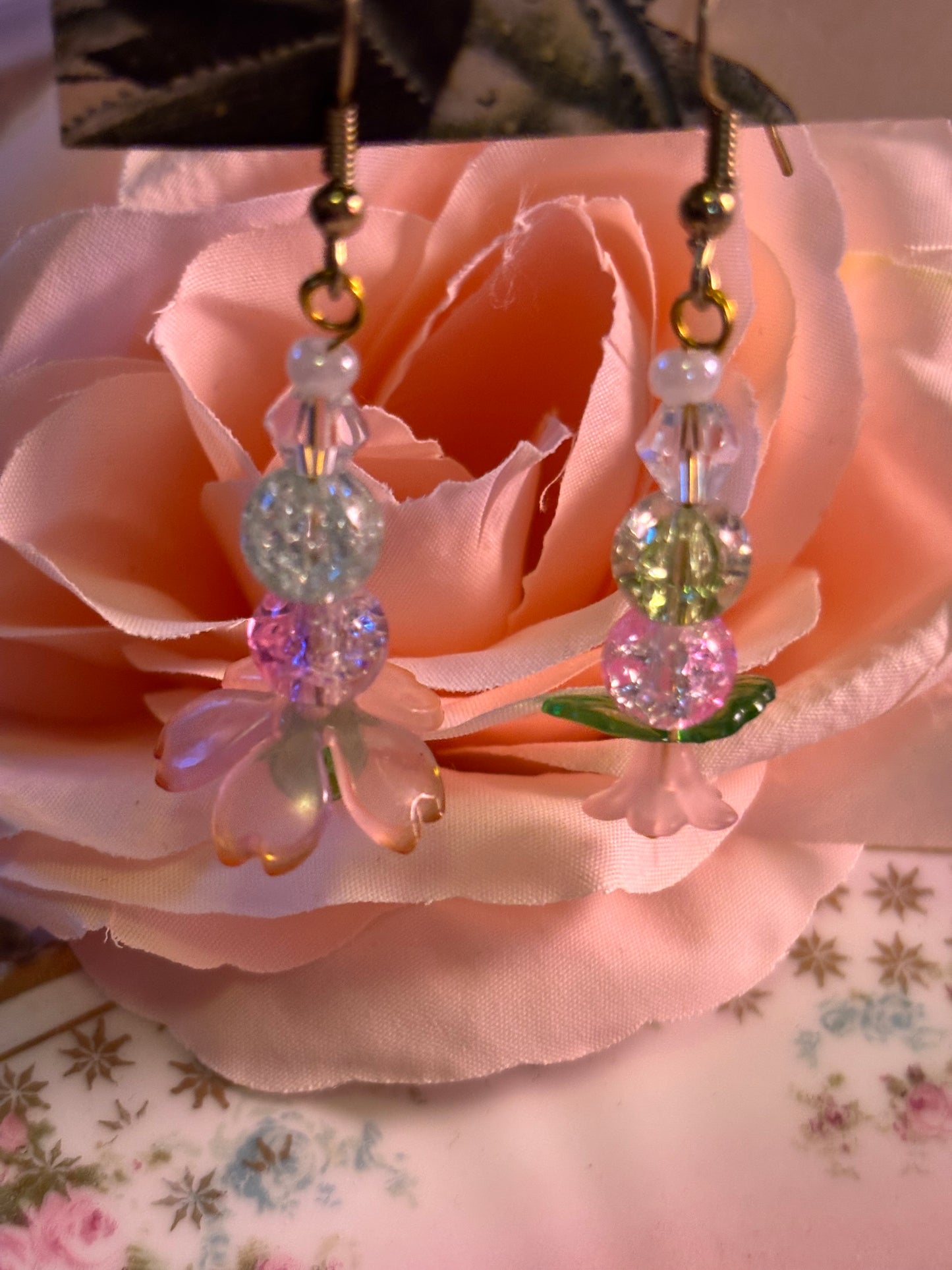 Mismatched Floral Beaded Earrings